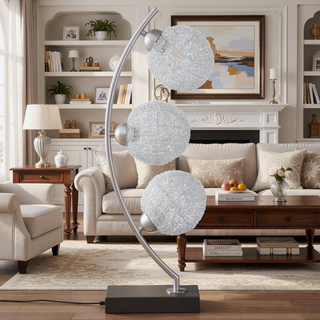 Sunvega Black Woven Spherical LED Table Lamp with Touch Switch for Living Room