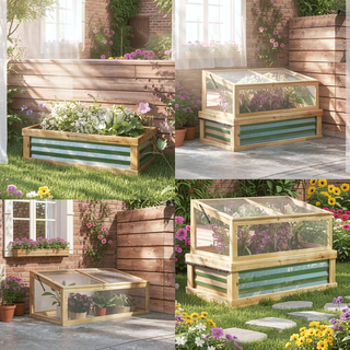Sunvega Raised Garden Bed with Polycarbonate Greenhouse Cover and Lean-to Roof