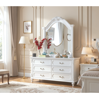 Sunvega Estrella White Finish Pine Wood Nightstand with 3 Drawers