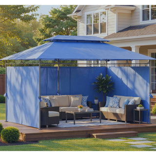 Sunvega Spacious 10x13ft Outdoor Gazebo with Removable Curtains and Two-Tier Roof