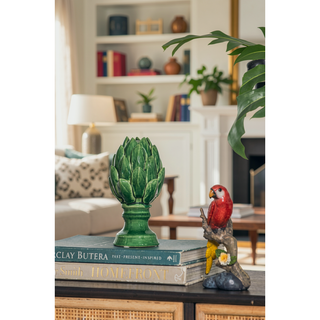 Sunvega Vintage Green Ceramic Blooming Artichoke Accent for Dining Room