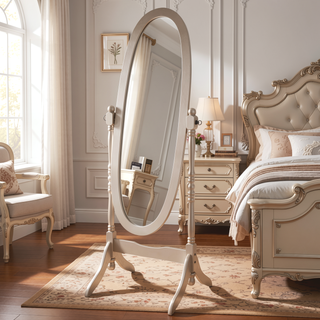 Sunvega Silver Cheval Mirror with Wood Frame for Traditional Decor Tilts
