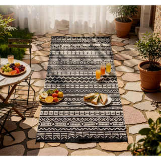 Sunvega Reversible Outdoor Rug with Protective Coating and Strap Stakes for Patio
