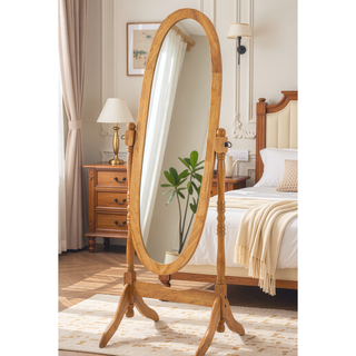 Sunvega Silver Cheval Mirror with Wood Frame for Traditional Decor Tilts