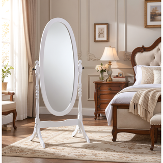 Sunvega Silver Cheval Mirror with Wood Frame for Traditional Decor Tilts