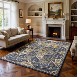 Sunvega Traditional Vienna Tiles Printed Machine Woven Polypropylene Area Rug