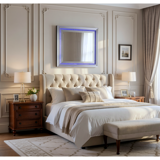 Sunvega Silver Champagne Nightstand with Two Spacious Drawers for Bedroom
