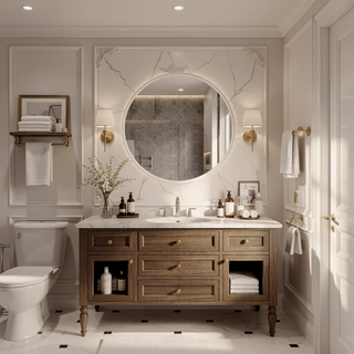 Sunvega Round LED Anti-Fog Bathroom Mirror with Adjustable Light and Dimming
