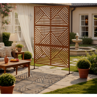 Sunvega 6 Panel Folding Privacy Screen with Removable Shelves and Hinged Design