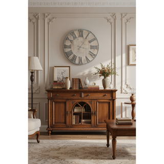 Sunvega Antique White Oversized Oval Wall Clock for Kitchen Living Room