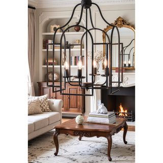 Sunvega Malin Entry 4-Light Chandelier with Satin Black Finish for Kitchen Dining Room