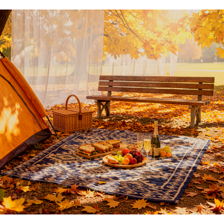 Sunvega Reversible Outdoor Rug with Protective Coating and Strap Stakes for Patio