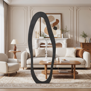 Sunvega Full Length Mirror with Flannel Wrapped Wooden Frame and Shatterproof Glass