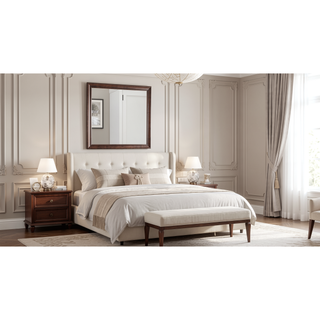 Sunvega Dark Brown Tufted Polyurethane Upholstered King Size Bed Frame
