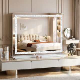 Sunvega 32x23 Inch Hollywood Vanity Mirror with Crystal Light Strip and 10X Magnification
