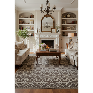 Sunvega Geometric Textured High-Low Cut and Loop Rectangle Throw Rug