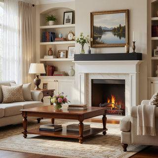 Sunvega Fir Wood Wall Mounted Fireplace Mantel Shelf with Flat Surface for Home Decor