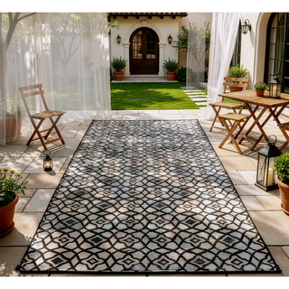 Sunvega Reversible Outdoor Rug with Protective Coating and Strap Stakes for Patio