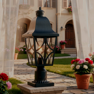 Sunvega Outdoor Post Light Fixture with Waterproof Aluminum Housing and Glass