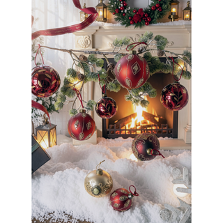 Sunvega Glass Glitter Painted Christmas Ball Ornaments Set of 12 for Holiday Decor