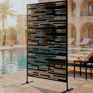 Sunvega 6 Panel Folding Privacy Screen with Removable Shelves and Hinged Design