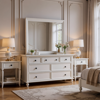 Sunvega Silver Champagne Nightstand with Two Spacious Drawers for Bedroom