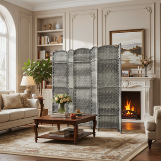 Sunvega 6 Panel Folding Privacy Screen with Hand-Woven Style for Home Office