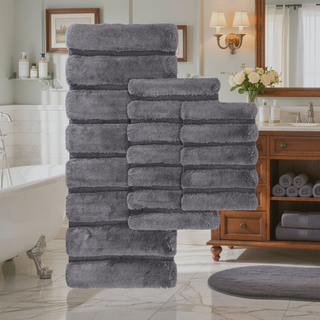 Sunvega Soft Fade Resistant Non Skid Bath Rug with High Low Stripe Design