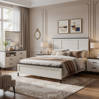 Sunvega Dark Top Finish Nightstand with Spacious Drawers and Block Style Feet