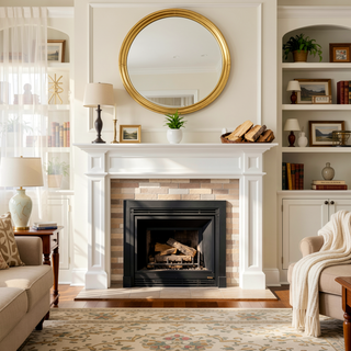 Sunvega Fir Wood Wall Mounted Fireplace Mantel Shelf with Flat Surface for Home Decor