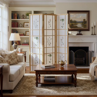 Sunvega Traditional Asian-Inspired Natural Pine Shoji Screen Room Divider