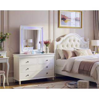 Sunvega Silver Champagne Nightstand with Two Spacious Drawers for Bedroom