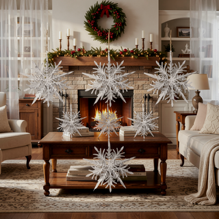 Sunvega Weathered Finish Iron Snowflake Hanging Ball Ornaments for Holiday Decor