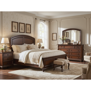 Sunvega Cappuccino Wood Veneer Night Stand with Silver Hardware for Bedroom
