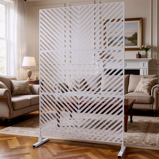 Sunvega 76H x 48W Freestanding Metal Privacy Screen Panel for Deck Balcony Patio