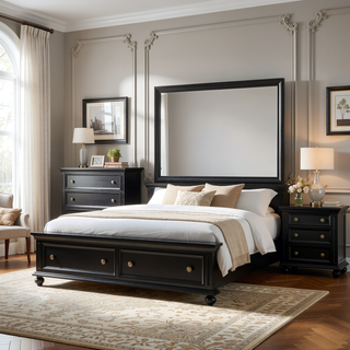 Sunvega Dark Brown Tufted Polyurethane Upholstered King Size Bed Frame