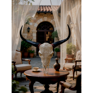 Sunvega North American Style Lifelike Bone-Inspired Bull Head Resin Hanging Ornament