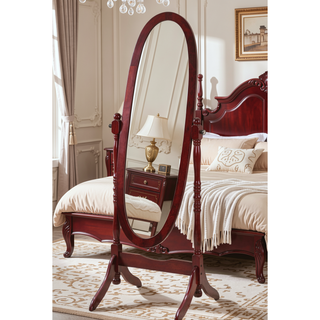 Sunvega Silver Cheval Mirror with Wood Frame for Traditional Decor Tilts