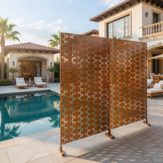 Sunvega Freestanding Metal Privacy Screen 76H x 48W for Outdoor & Indoor Use