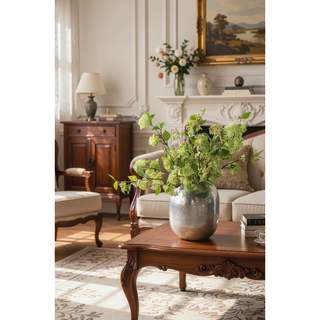 Sunvega Gold Aluminum Chisel Flower Vase with a Short Round Metallic Silhouette