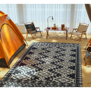 Sunvega Reversible Outdoor Rug with Protective Coating and Strap Stakes for Patio