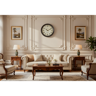 Sunvega Antique Brown Round Wall Clock with Vintage Vibe for Elegant Transitional Decor