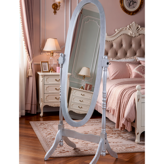 Sunvega Silver Cheval Mirror with Wood Frame for Traditional Decor Tilts