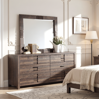 Sunvega Andria Reclaimed Oak Dresser with Six Spacious Drawers and Metal Hardware