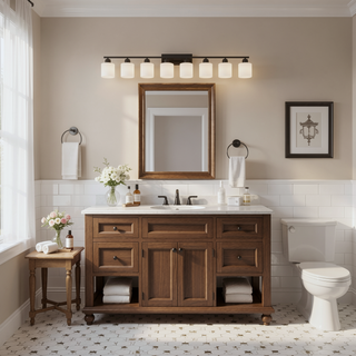 Sunvega Gold Vanity Light Fixture with Milky White Glass Shade for Mirror Bathroom