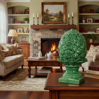 Sunvega Vintage Green Ceramic Blooming Artichoke Accent for Dining Room