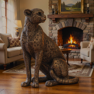Sunvega Lifelike Highland Cow Statue with Rich Bronze Finish for Tabletop