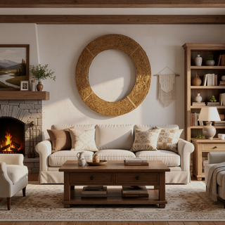 Sunvega Sunburst-Shaped PU Art Decorative Wall Mirror for Bathroom Bedroom