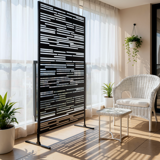 Sunvega 6 Panel Folding Privacy Screen with Removable Shelves and Hinged Design