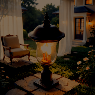 Sunvega Retro Elegant Outdoor Lamp Post Light with Clear Glass Shade for Yard